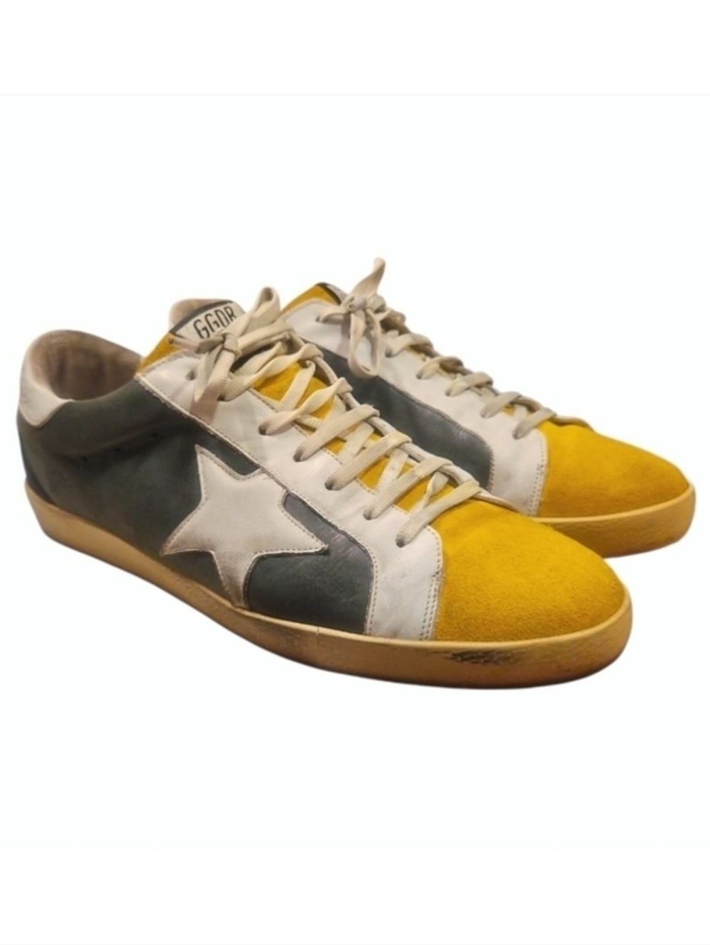 GOLDEN GOOSE | Super-Star Low Suede Sneaker In Yellow Gray ~ Size EU 43 / US 10